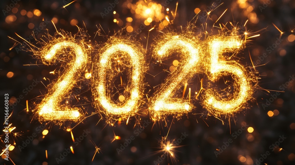 Happy New Year! Sparkling text Happy New Year! Sparkling text