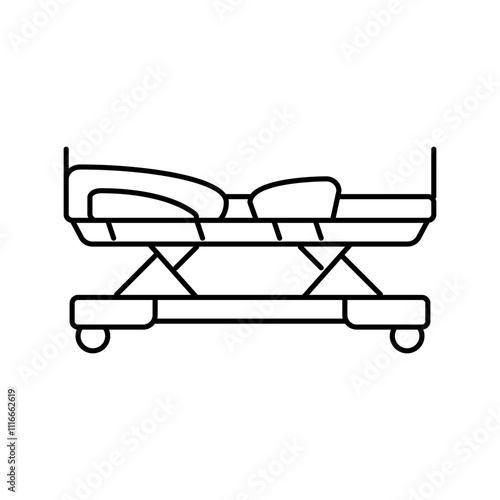 hospital bed cancer treatment line icon vector. hospital bed cancer treatment sign. isolated contour symbol black illustration