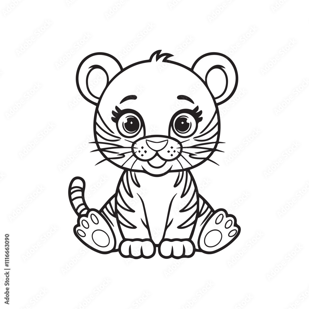 Fototapeta premium Cute baby tiger vector art illustration