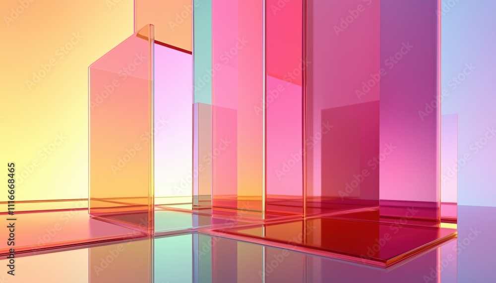 Fototapeta premium Translucent Glass With Gradient Effect, Rendered In 3d. Digitally Created On Computer For A Realistic Appearance. Vivid And Clear Visuals.