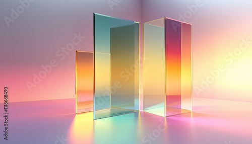 Computer Digital 3d Rendering Of Transparent Glass With A Gradient Effect. The Image Showcases The Beauty And Clarity Of The Glass Material. photo