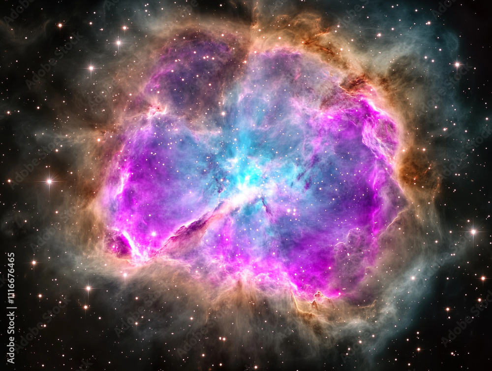 Colorful Nebula in Outer Space with Bright Stars Colorful Nebula in Outer Space with Bright Stars