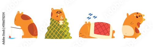 Cute Hamster Character with Pretty Snout Vector Set