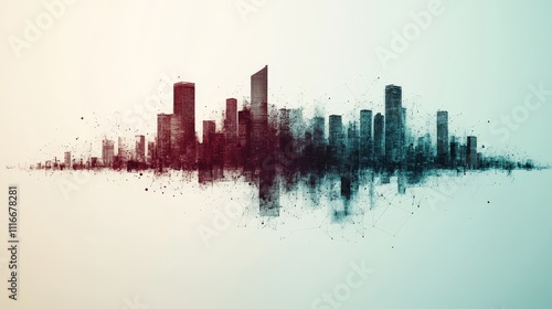 Wallpaper Mural Urban skyline transformation cityscape visualization digital art abstract environment futuristic concept Torontodigital.ca