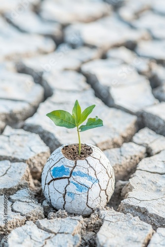 Emerging green life drought-stricken land nature photography dry environment close-up view hope and resilience