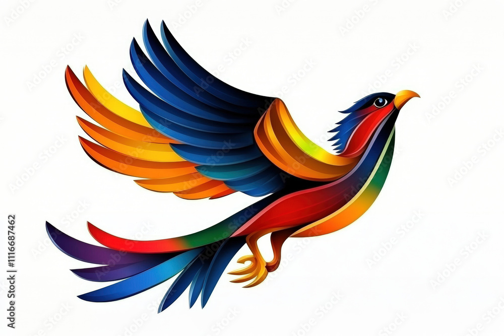 vibrant multicolor phoenix bird in flight with dynamic line art and gradient hues vibrant multicolor phoenix bird in flight with dynamic line art and gradient hues