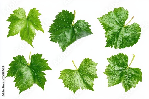 Set of grape leaves isolated on a white background