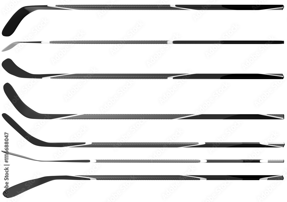 Fototapeta premium Hockey stick over a transparent background. 3D render.
