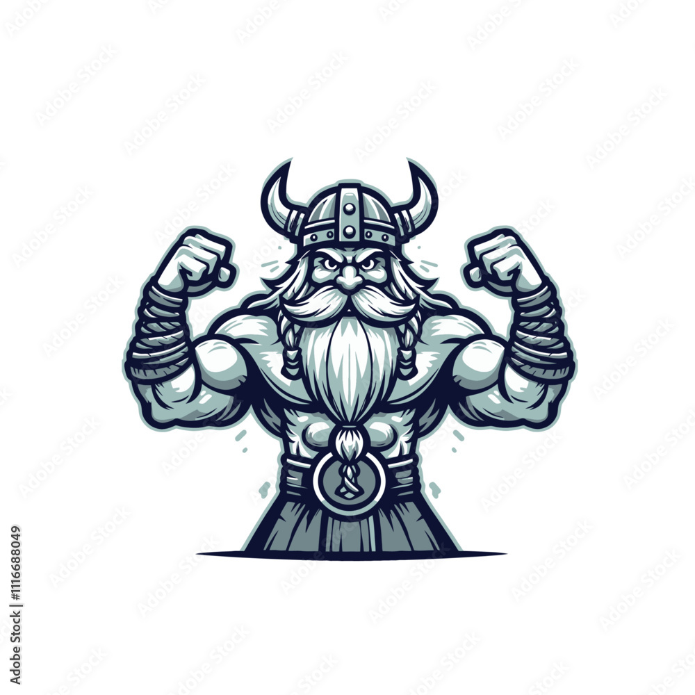 Viking flexing with cold and icy tones. Icy Viking Warrior Flexing Arms Isolated Vector Illustration Viking flexing with cold and icy tones. Icy Viking Warrior Flexing Arms Isolated Vector Illustration