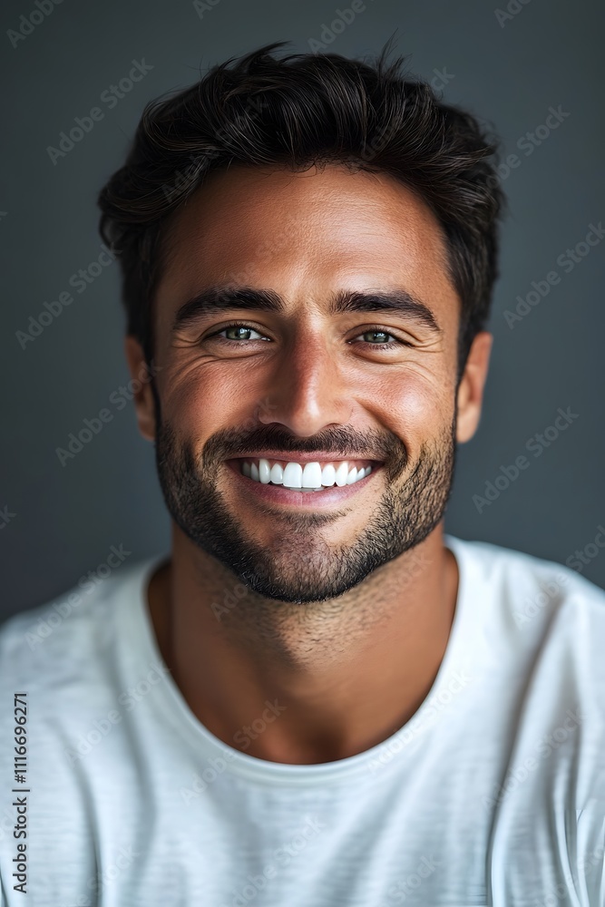 Obraz premium Photo portrait of a handsome man smiling with clean teeth