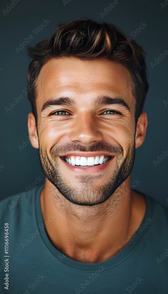 Photo portrait of a handsome man smiling with clean teeth Photo portrait of a handsome man smiling with clean teeth