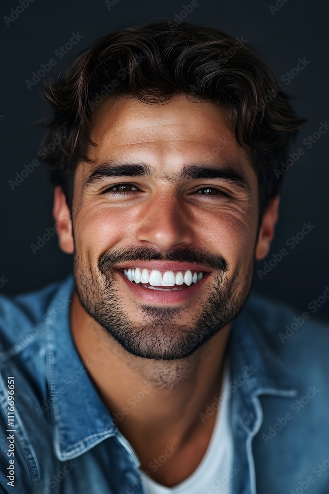 Fototapeta premium Photo portrait of a handsome man smiling with clean teeth