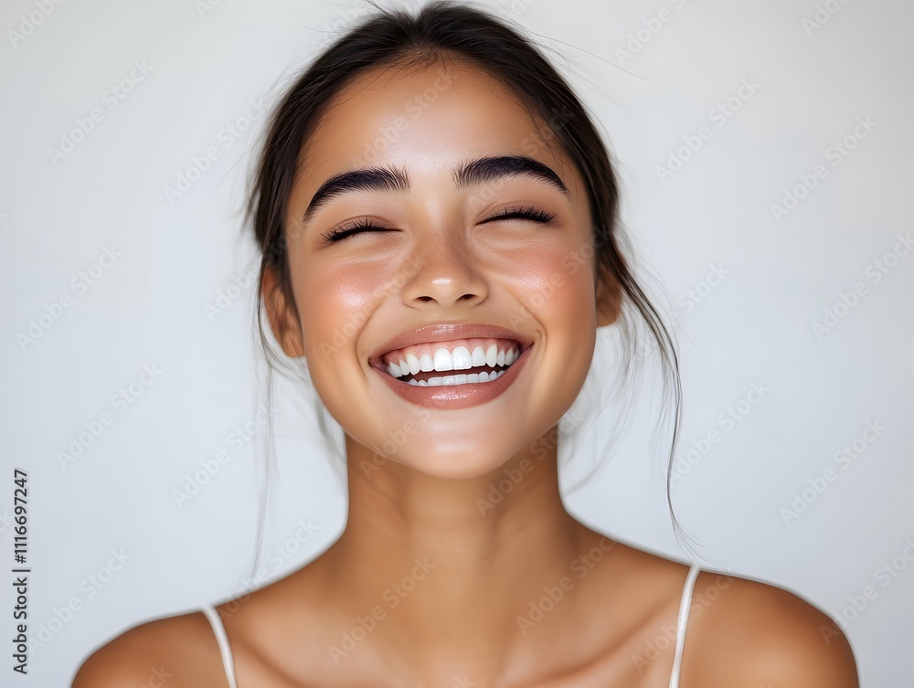 Portrait of a beautiful young latina model woman laughing Portrait of a beautiful young latina model woman laughing
