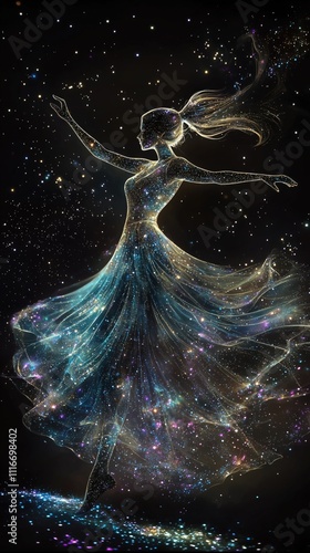 Dancing Star Maiden in the Night Sky  
 photo