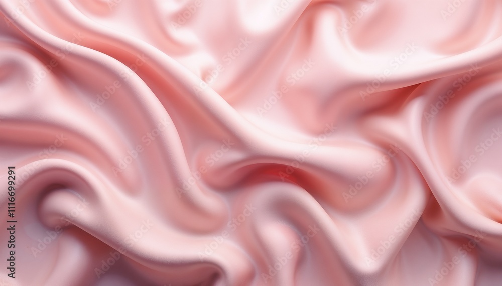 Obraz premium Soft pink satin fabric with elegant drapes and flowing contours
