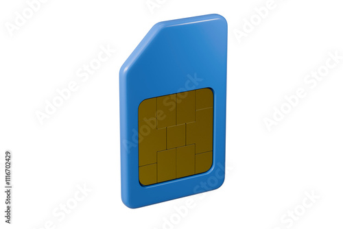 3D SIM Card with circuit microchips icon. Mobile phone cellular SIM card, Communication technology, electronic sim card chip concept. Minimal eSIM 4G, 5G isolated on transparent background. 3d render. photo