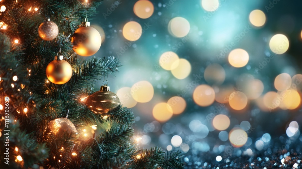 Happy New Year and Merry Christmas background with christmas balls generated by ai Happy New Year and Merry Christmas background with christmas balls generated by ai