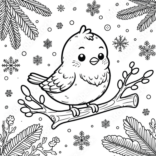 Sparkling Winter Night Sky coloring pages, Magical Snowy Forest Adventure