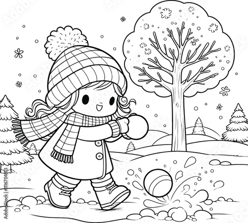 Sparkling Winter Night Sky coloring pages, Magical Snowy Forest Adventure