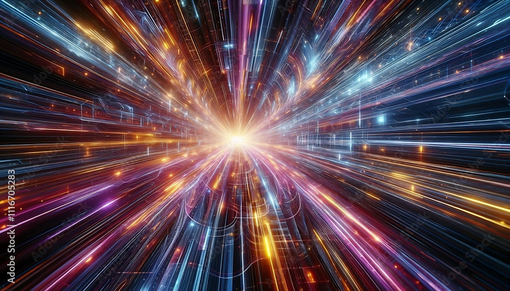 abstract futuristic tunnel with glowing vibrant lines and symmetrical patterns creating sense of motion abstract futuristic tunnel with glowing vibrant lines and symmetrical patterns creating sense of motion