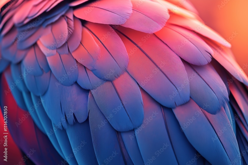 Fototapeta premium Colorful macaw parrot feathers creating vibrant gradient pattern