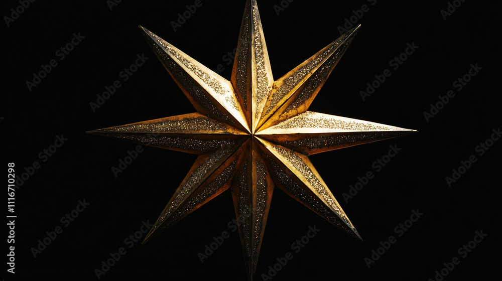 Obraz premium Isolated image of a shiny Christmas star, golden and intricately detailed, set against a plain white background, symbolizing festive joy and holiday spirit.