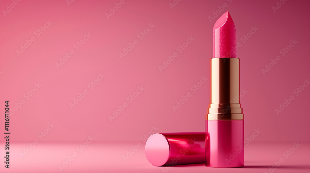 Presentation of a tube of lipstick, advertising of cosmetics Presentation of a tube of lipstick, advertising of cosmetics