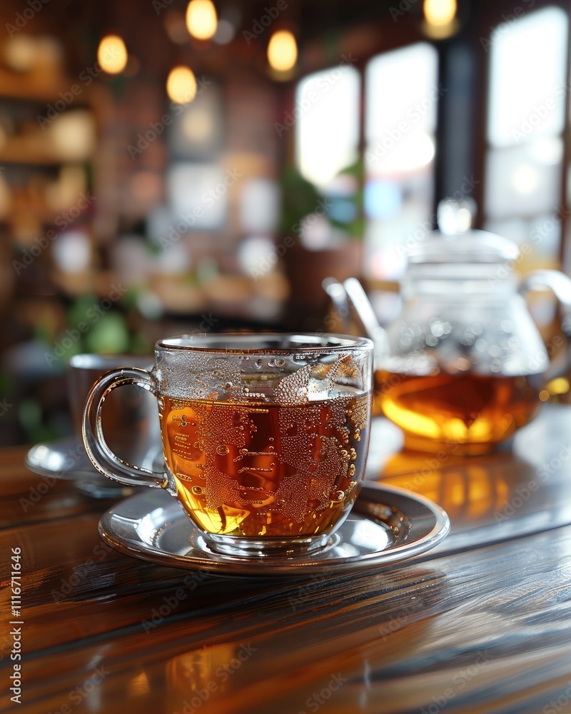 fresh warm tea drink background with glass and teapot delicious in winter ai generated fresh warm tea drink background with glass and teapot delicious in winter ai generated