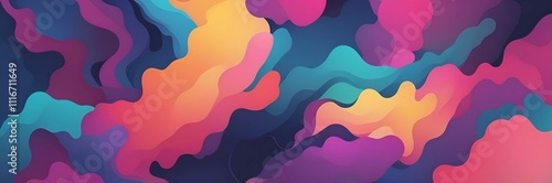 Abstract 2D vibrant color Digital painting wallpaper with night cosmic colors