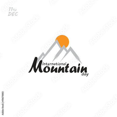 International Mountain Day Vector | Mountain Silhouette with 11 December Typography | Nature and Adventure Design for Posters and Celebrations
