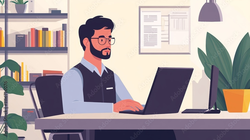 A successful businessman uses his mobile phone, computer, and laptop to stay connected and productive while working in his office. A successful businessman uses his mobile phone, computer, and laptop to stay connected and productive while working in his office.