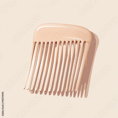 Beige Wide Tooth Comb on White Background photo