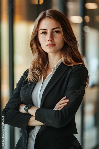 Portrait of successful business woman standing inside office Free Download Portrait of successful business woman standing inside office - GFXLoad