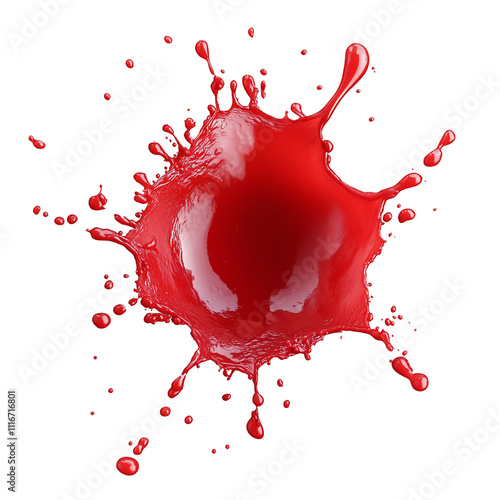 Dynamic Red Juice Splash Isolated on Transparent Background