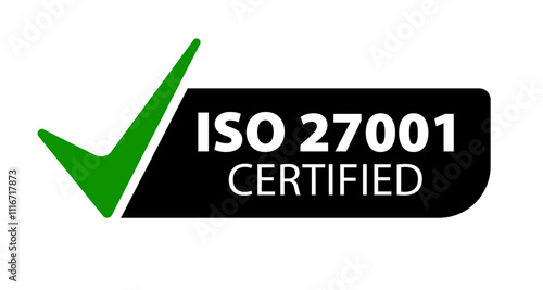 Certification badge indicating ISO 27001 compliance for information security management