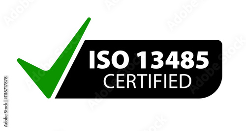 Certification logo for ISO 13485 demonstrating compliance in medical device quality management