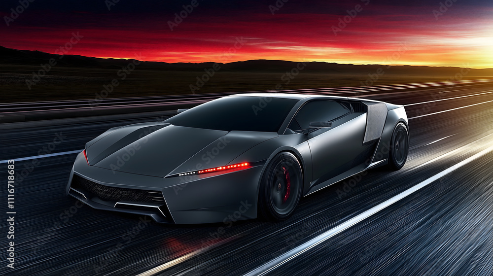 Fototapeta premium Supercar at Sunset