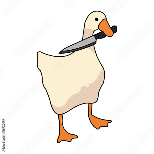 duck with knife meme illustration, animal illustration, cartoon, vector art, tshirt design, print design
