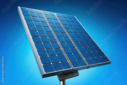 3D Solar panel on bright blue background