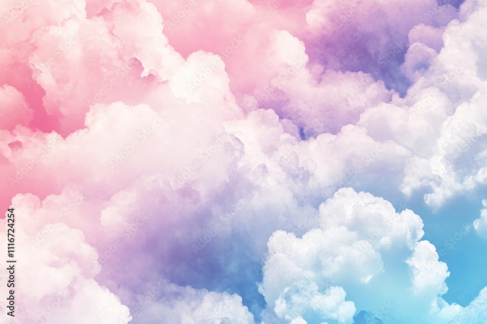 Fototapeta premium A soft pastel-colored clouds in shades of pink, blue and purple