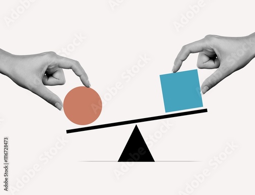Foto Finding right balance in the business collage.