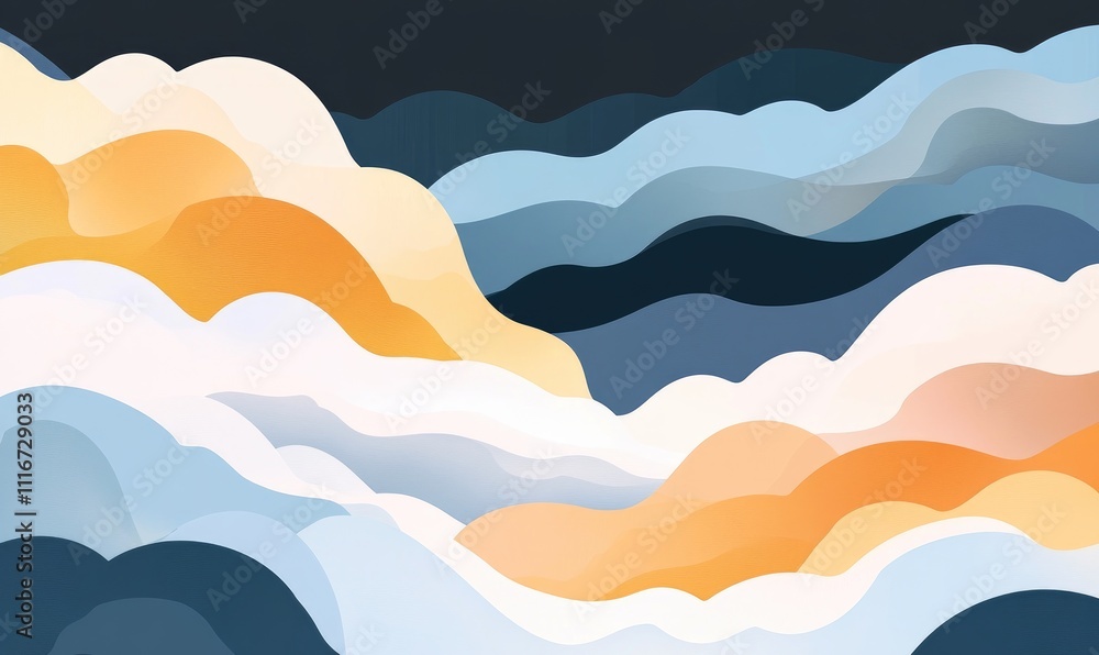 Abstract Wavy Landscape in Pastel Colors Abstract Wavy Landscape in Pastel Colors