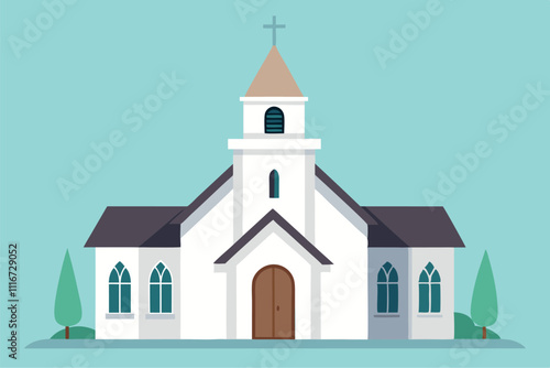 Catholic church vector flat illustration