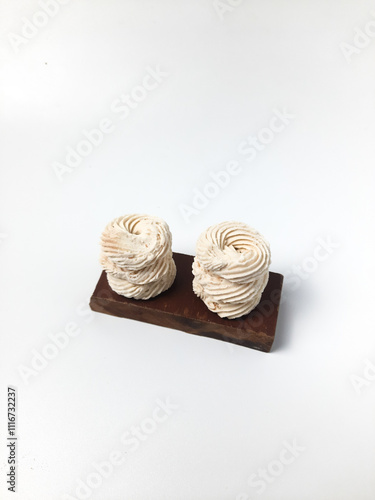 Kue Sagu or Sago Cookies is a popular snack in Indonesia, made from sago flour and coconut milk. Isolated white background