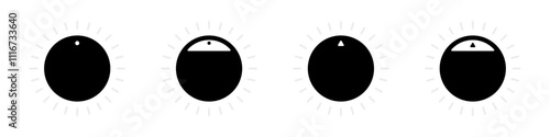 Round adjustment knob. Regulator knob. Controller, tuner, regulator. Round adjustment dials . Control knob icons