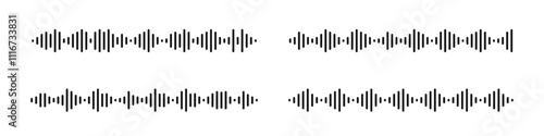 Voice sound waves. Audio waves. Set of voice message equalizer. Voice sound wave lines. Sound equalizer vector illustration