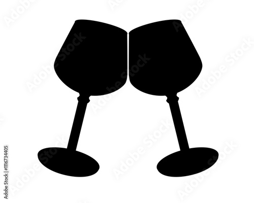 Clink. Clinking glasses silhouette. Sign or logo two glasses. Celebration, congratulation wish and clinking glasses.	