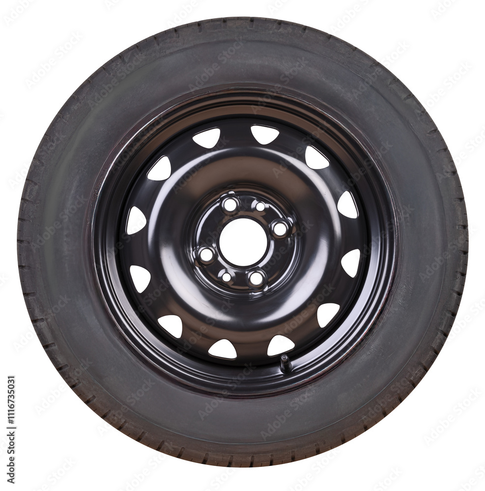 Fototapeta premium Passenger car wheel on an isolated background.