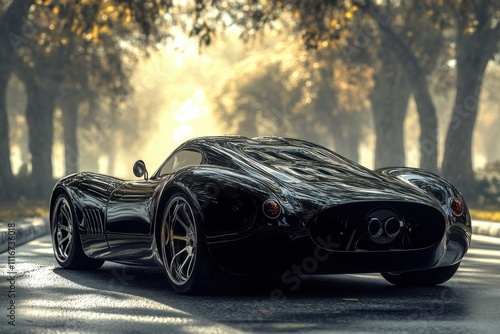 black car on a road