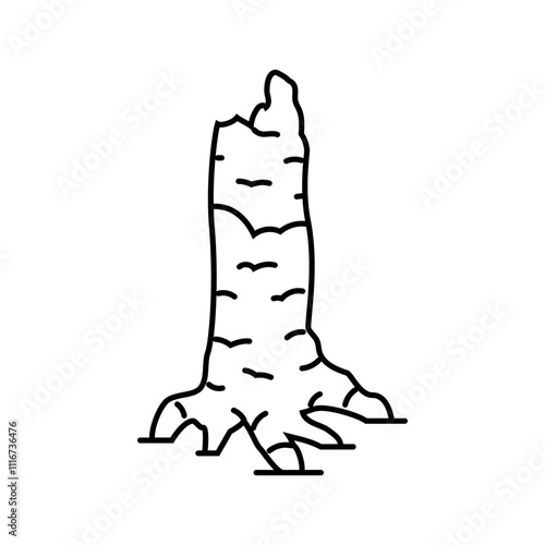 charred tree trunk wildfire disaster line icon vector. charred tree trunk wildfire disaster sign. isolated contour symbol black illustration